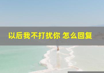 以后我不打扰你 怎么回复